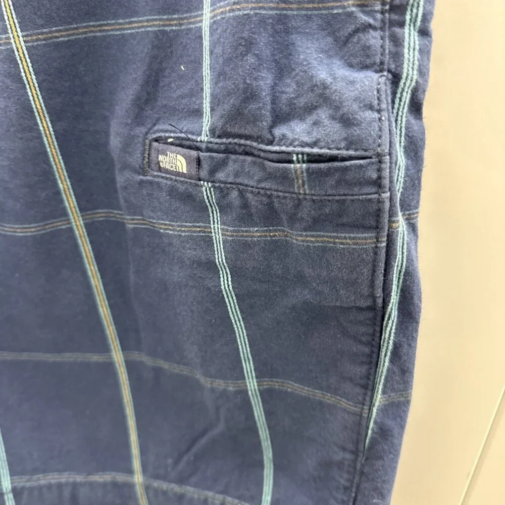 The‎ North Face Men's Blue Plaid Cotton Casual Hiking Townie Shorts Size 36 Reg